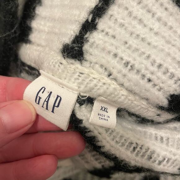 Gap Brand Size XXL Longline Plaid Open-Front Cardigan Sweater Black & White - Picture 7 of 7